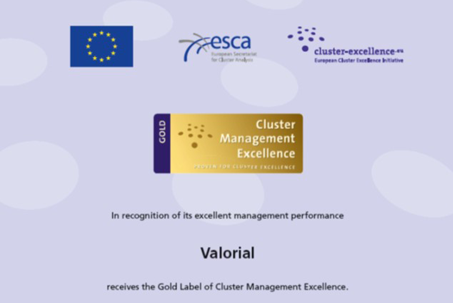 A label for the deployment of Valorial’s European strategy Label Gold ECCP Banniere-VDef